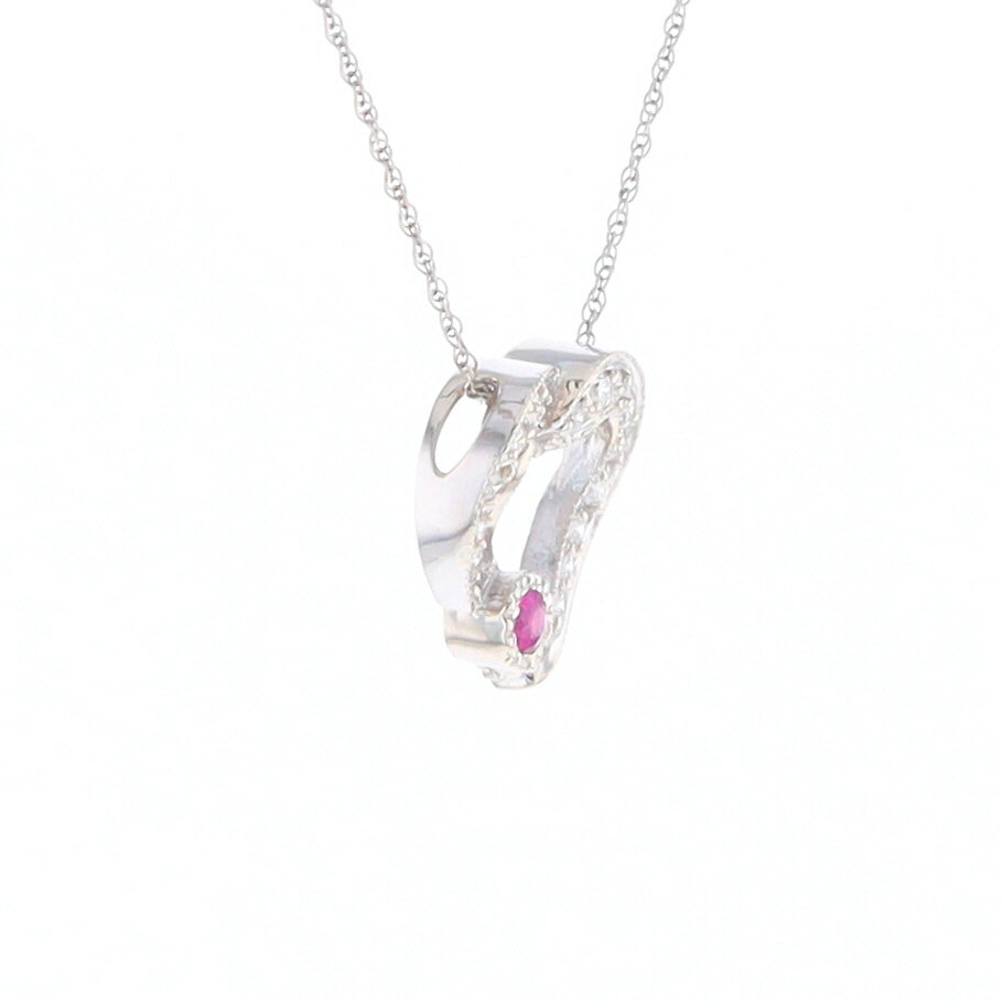 Diamond Heart Pendant with Ruby Accent