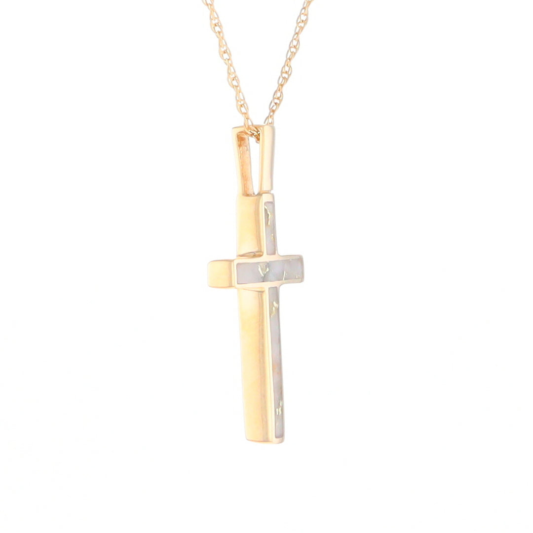 Three Section Gold Quartz Cross - G2