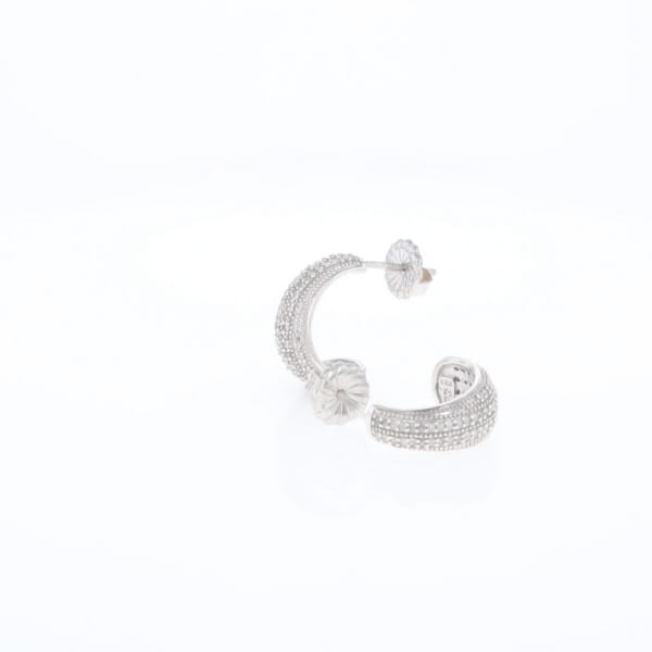 Diamond Half Hoop Stud Earrings