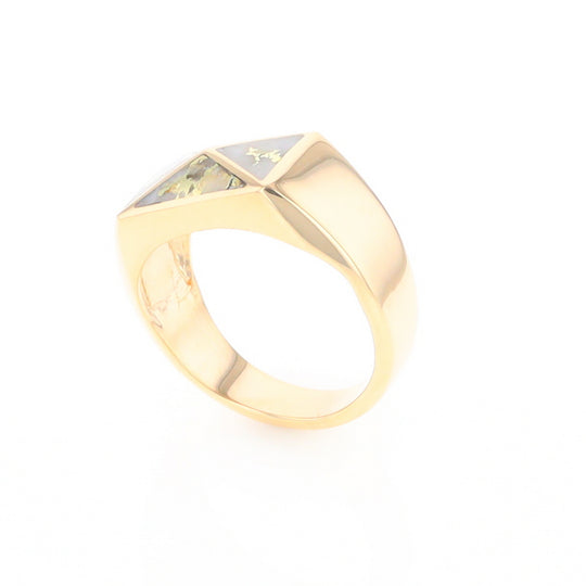 Four Section Gold Quartz Inlaid Men's Ring G2