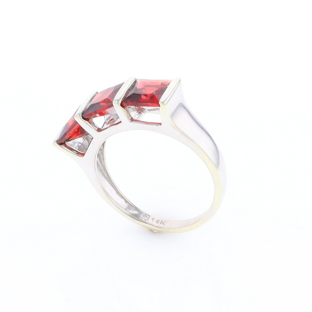 Three Square Garnet Ring