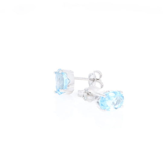 Oval Blue Topaz Stud Earrings