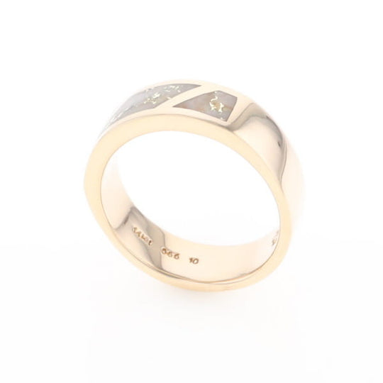 Gold Quartz Ring, 3 Section Inlaid Design