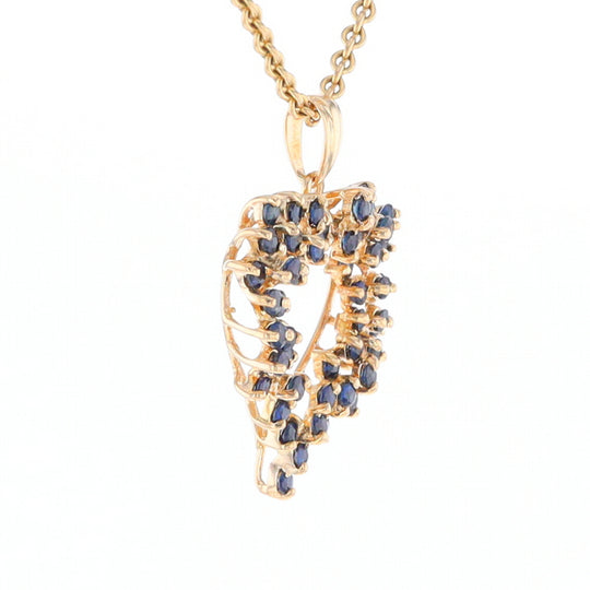 Bursting Sapphire Open Heart Pendant