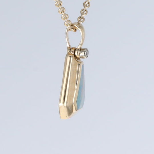 Opal Triangle Inlay with .02ctw Diamond Pendant