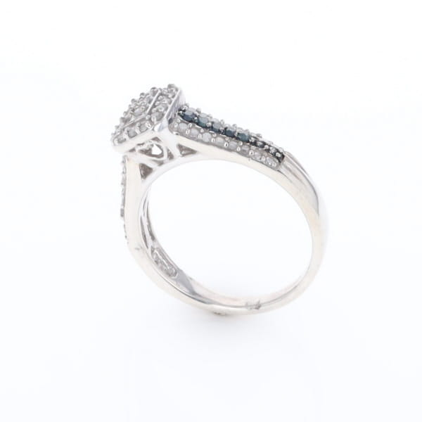 Blue & White Diamond Rectangle Cluster Ring