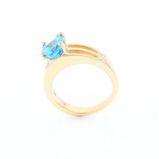 Split Shank Oval Blue Topaz Ring