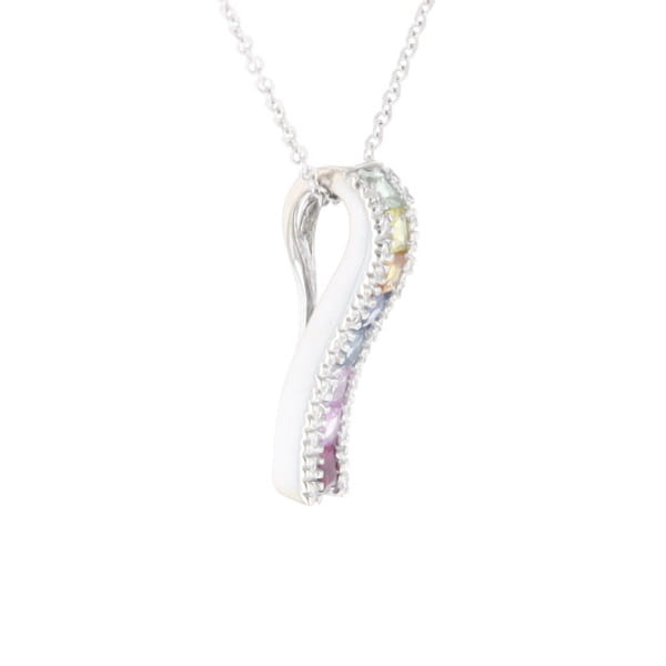 Multi-color Sapphire Necklace with Diamond Accents