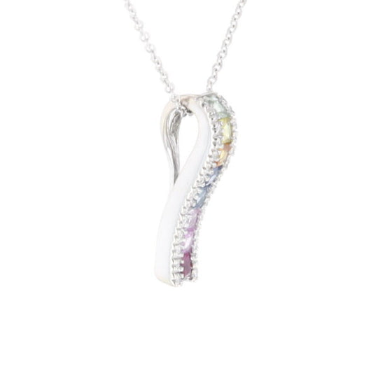 Multi-color Sapphire Necklace with Diamond Accents