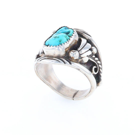 Navajo Turquoise and Feather Design Ring