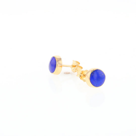 Lapis 6mm Round Inlaid Earrings