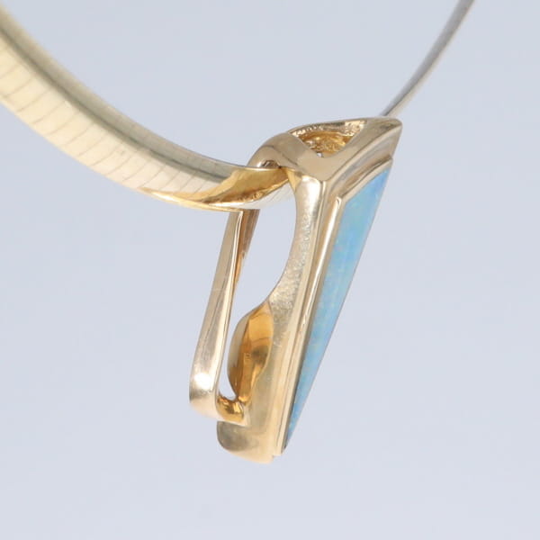 Opal Pendant Triangle Inlaid Design with .06ct Round Diamond