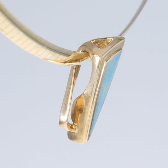 Opal Pendant Triangle Inlaid Design with .06ct Round Diamond