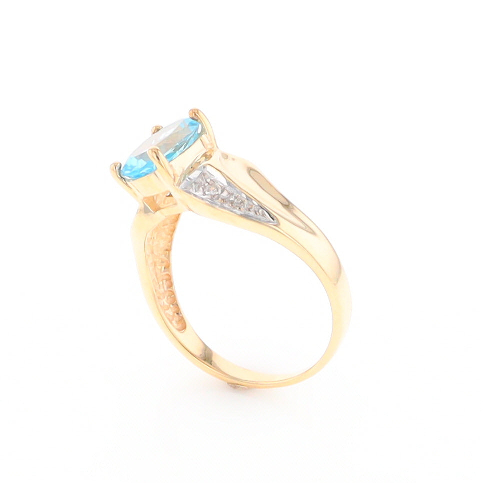 Blue Topaz Ring with Diamond Accents