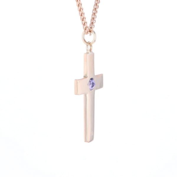 Cross Pendant with Purple Sapphire