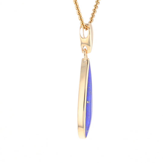 Lapis Tear Drop Inlaid Design Pendant