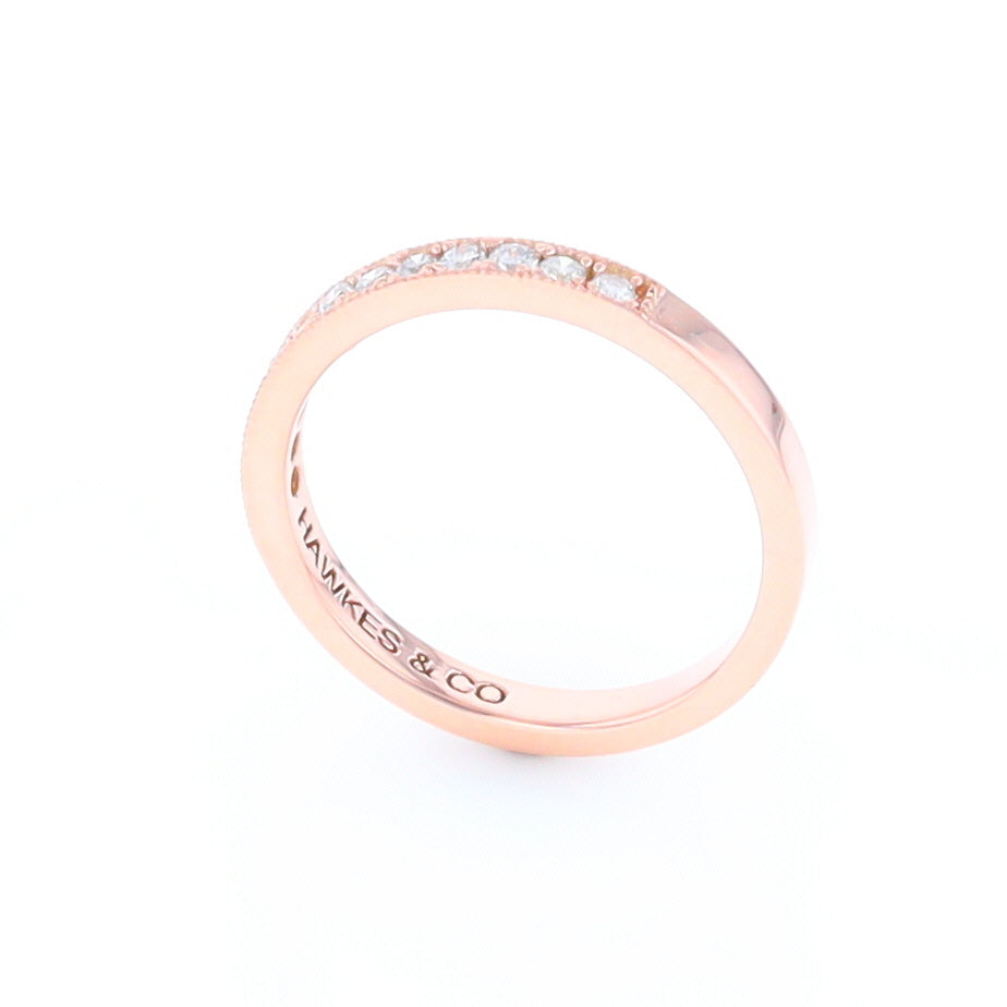 Rose Gold Milgrain Diamond Wedding Band