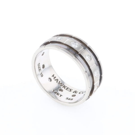 Contemporary Men's Comfort Fit Wedding Band With Diamonds