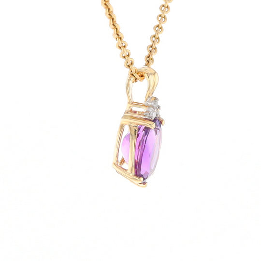 Oval Amethyst Diamond Pendant