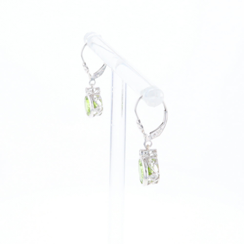 Peridot Dangle Earrings with Diamond Accents