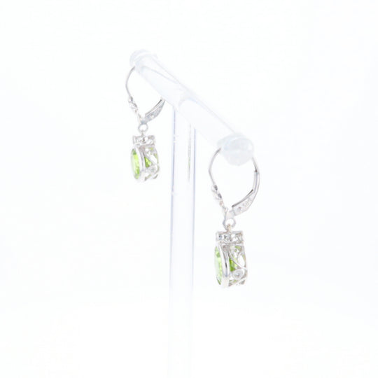 Peridot Dangle Earrings with Diamond Accents