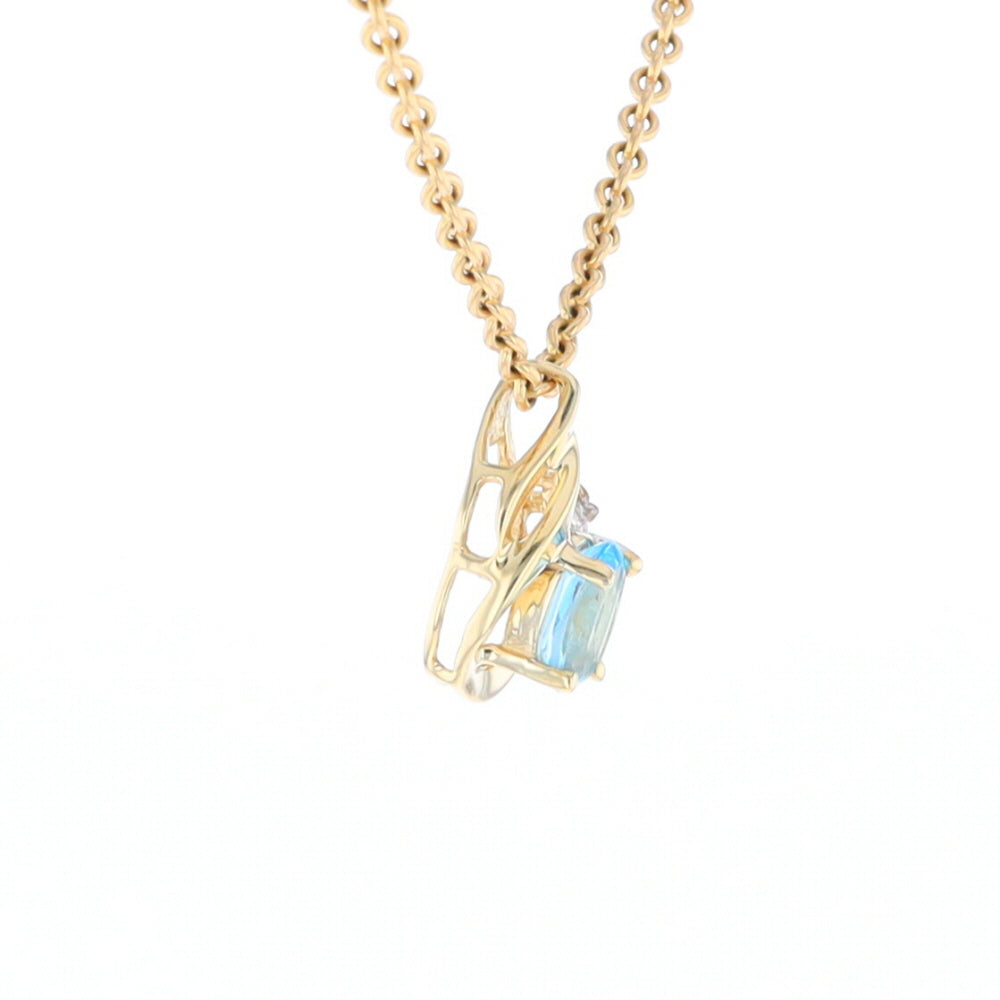 Pear Blue Topaz Diamond Pendant