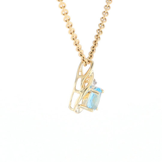 Pear Blue Topaz Diamond Pendant