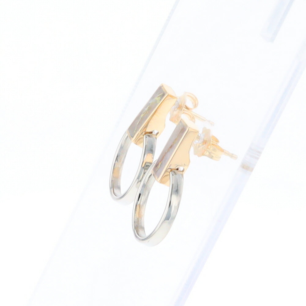 Gold Quartz Rectangle Inlaid Knocker Earrings - G2