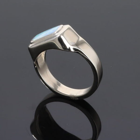 Opal Rings Rectangle Inlaid Design Lady's Ring