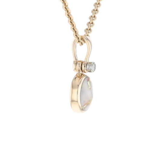 Round Gold Quartz Inlaid Pendant