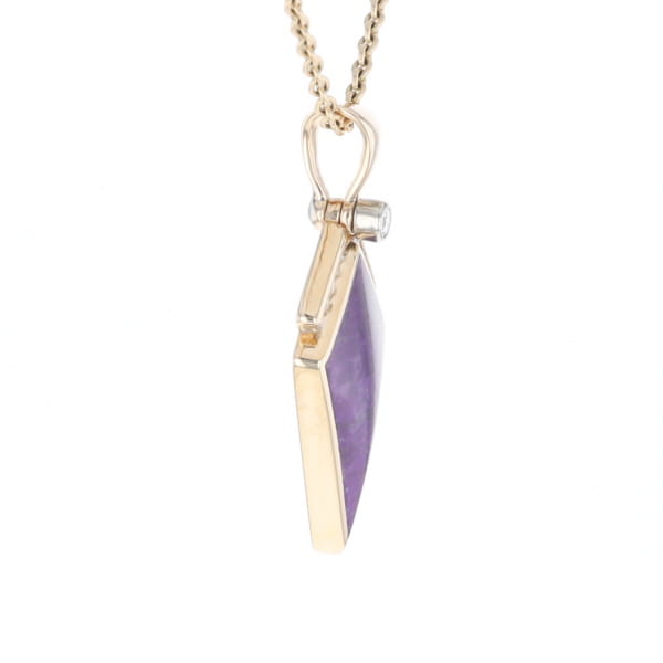 Sugilite Kite Shape Inlaid Pendant with 0.19ctw Diamonds