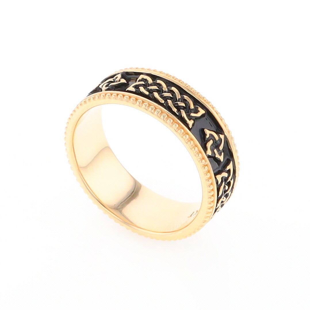 Celtic Knot Black and Gold Wedding Band