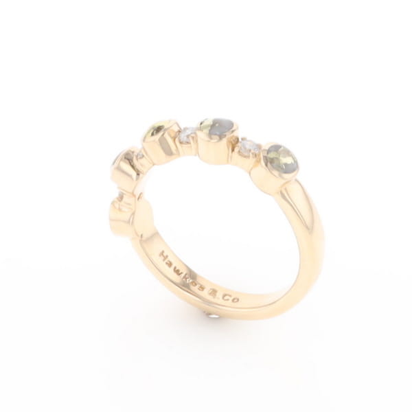 Gold Quartz Circle Inlay Wedding Band - G2