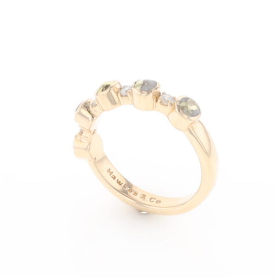 Gold Quartz Circle Inlay Wedding Band - G2