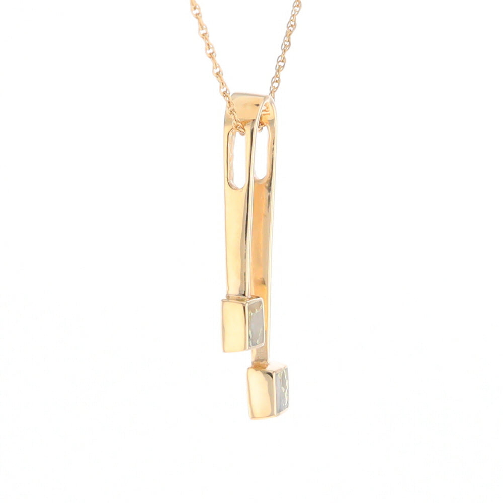 Gold Quartz 2 Square Curved Bar Pendant