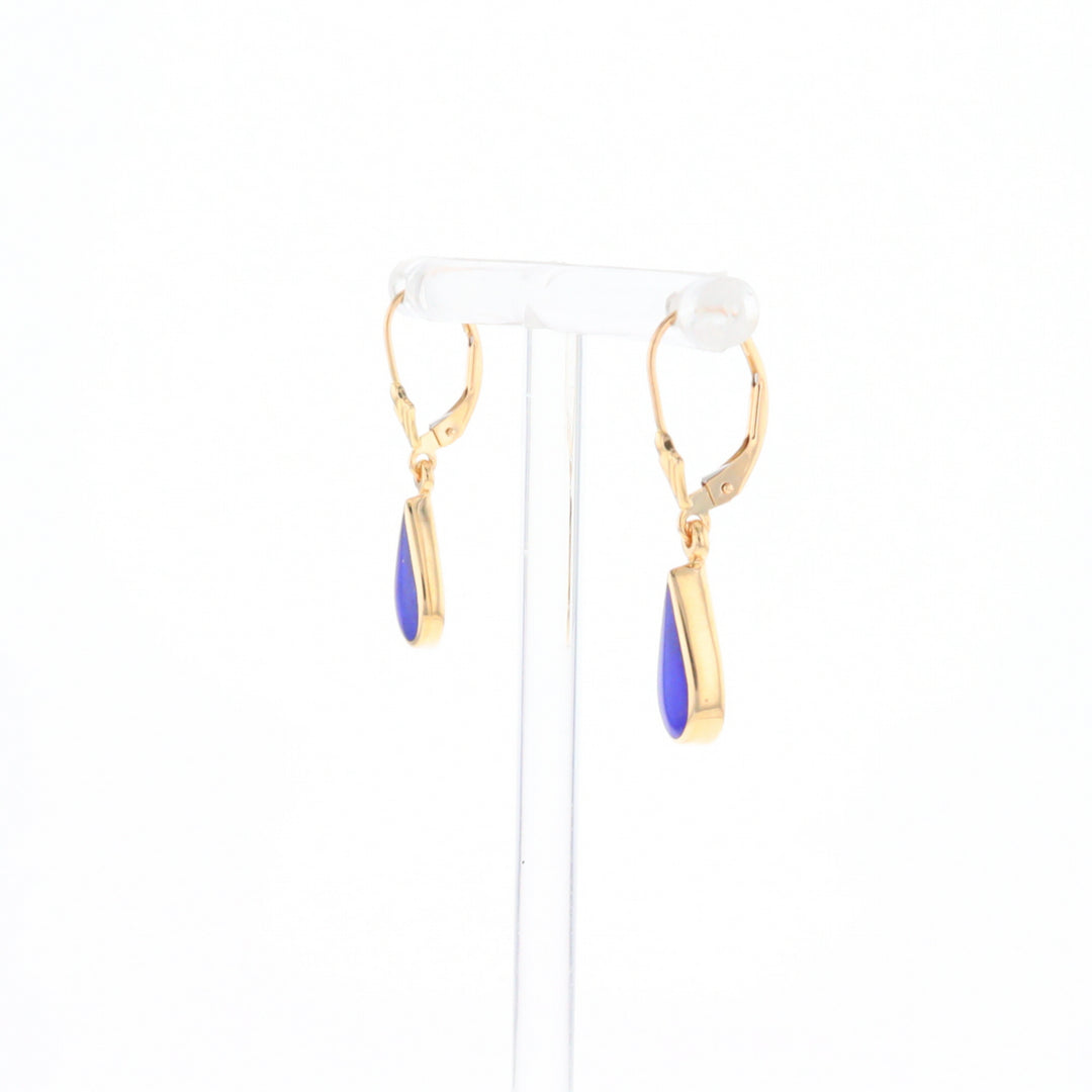 Lapis Tear Drop Inlaid Lever Backs