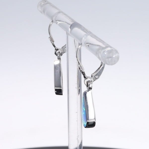 Opal Earrings Tear Drop Inlaid Design Lever Backs