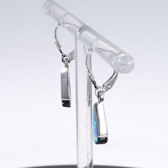 Opal Earrings Tear Drop Inlaid Design Lever Backs