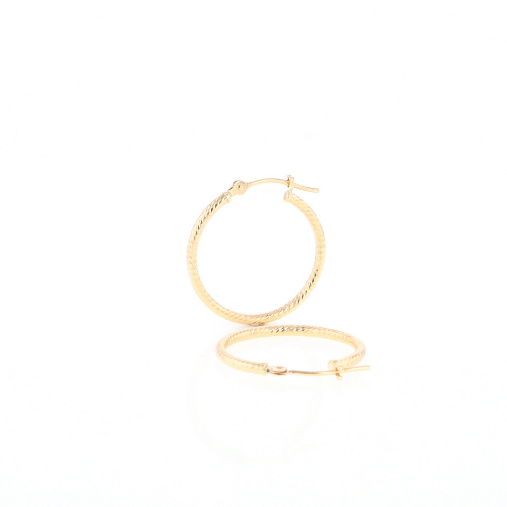 Gold Ribbed Hoop Earrings