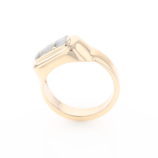 Gold Quartz Ring Oval Inlaid Design - G2