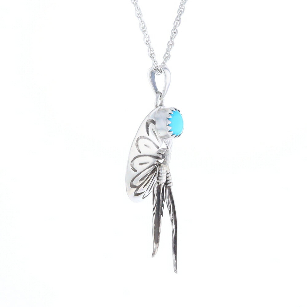 Turquoise Dream Catcher Feather Pendant