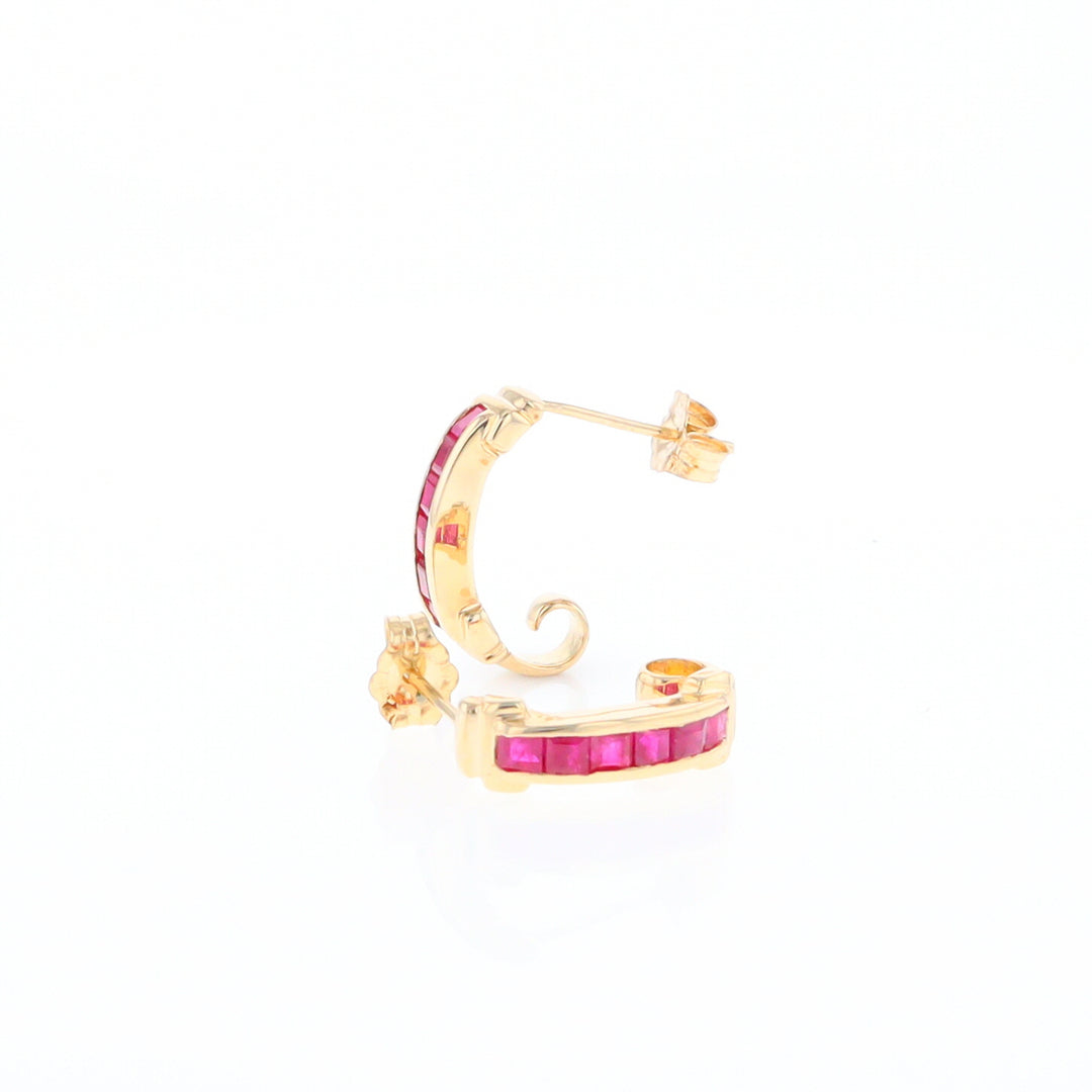 Channel Ruby Semi-Hoop Earrings