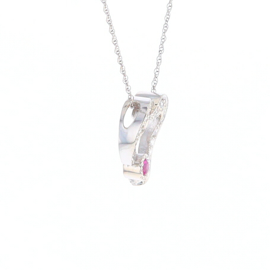 Diamond Heart Pendant with Ruby Accent