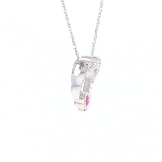 Diamond Heart Pendant with Ruby Accent