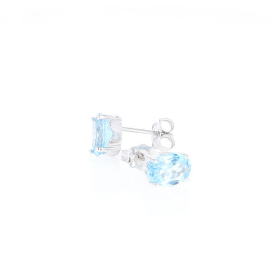 Oval Blue Topaz Stud Earrings