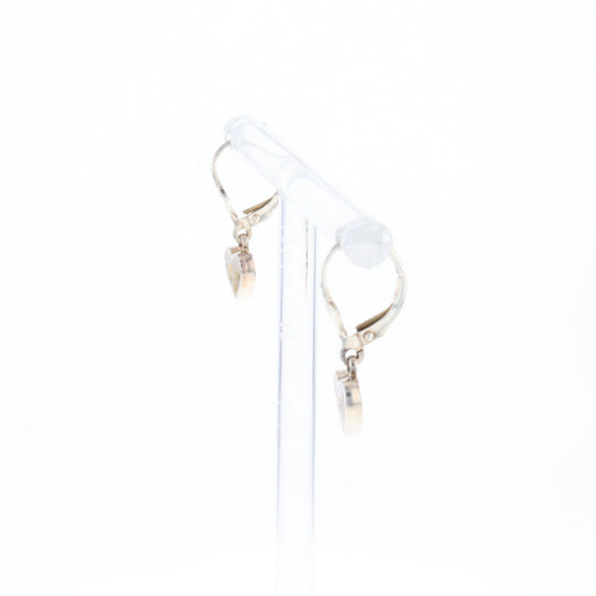 Silver Gold Quartz Inlaid Heart Earrings - G3