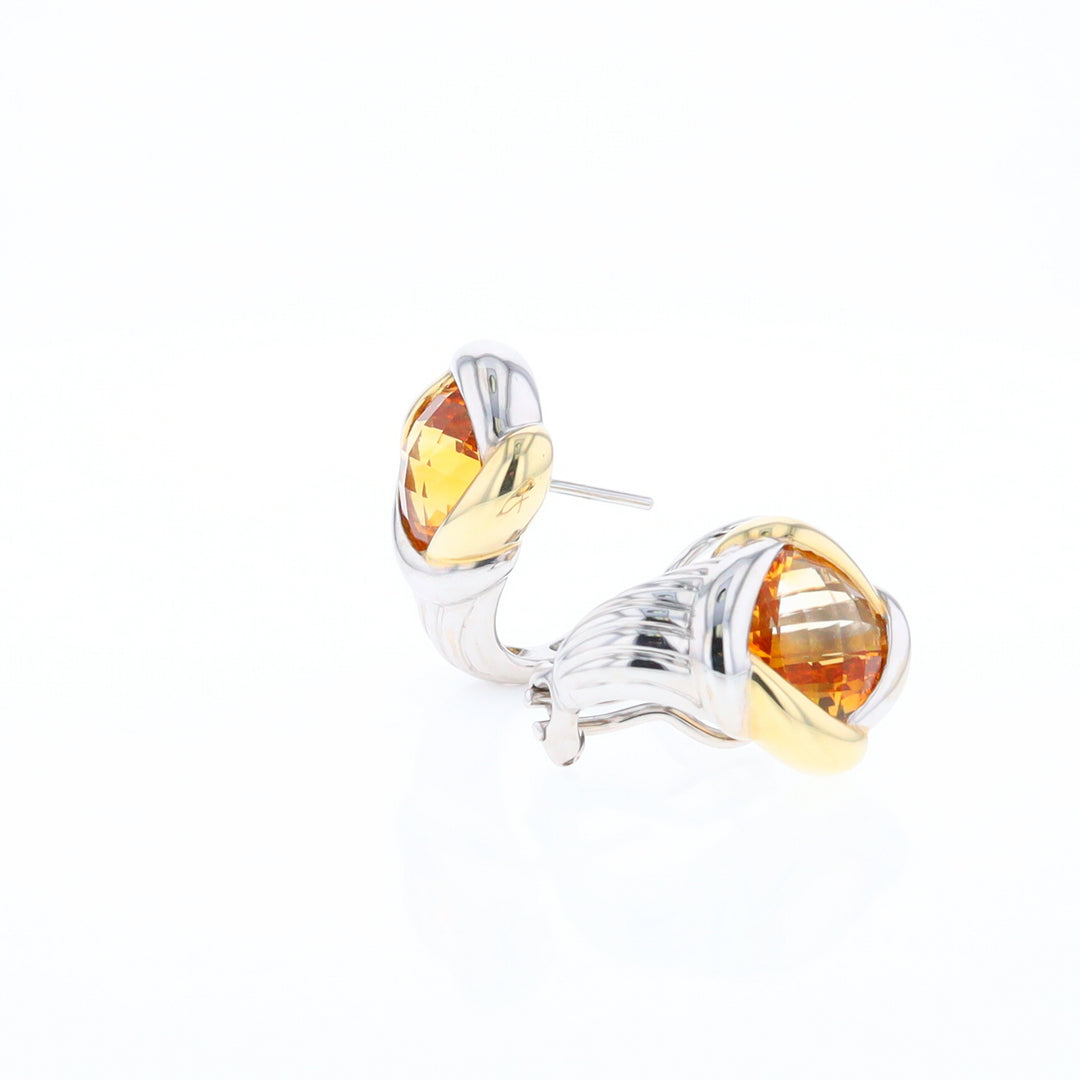 Two-Tone Checkerboard Citrine Earrings