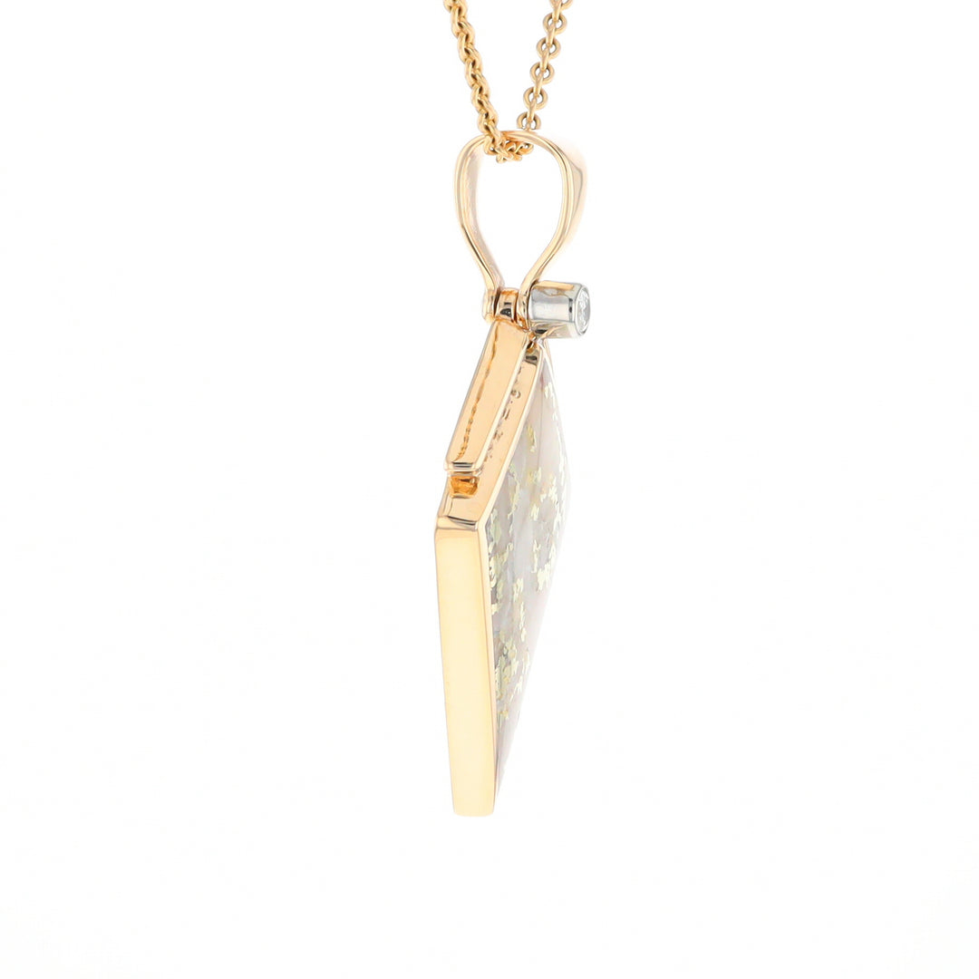 Gold Quartz Kite Shape Inlaid Pendant with .27ctw Diamonds