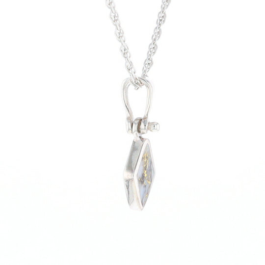 Sterling Silver Gold Quartz Inlaid Diamond Pendant - G3