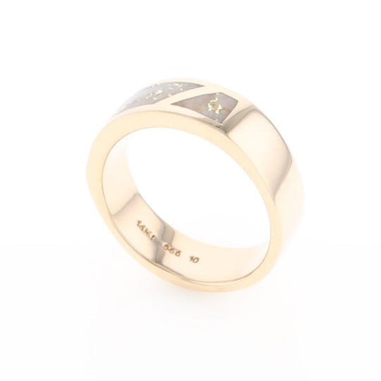 Gold Quartz Ring, 3 Section Inlaid Design